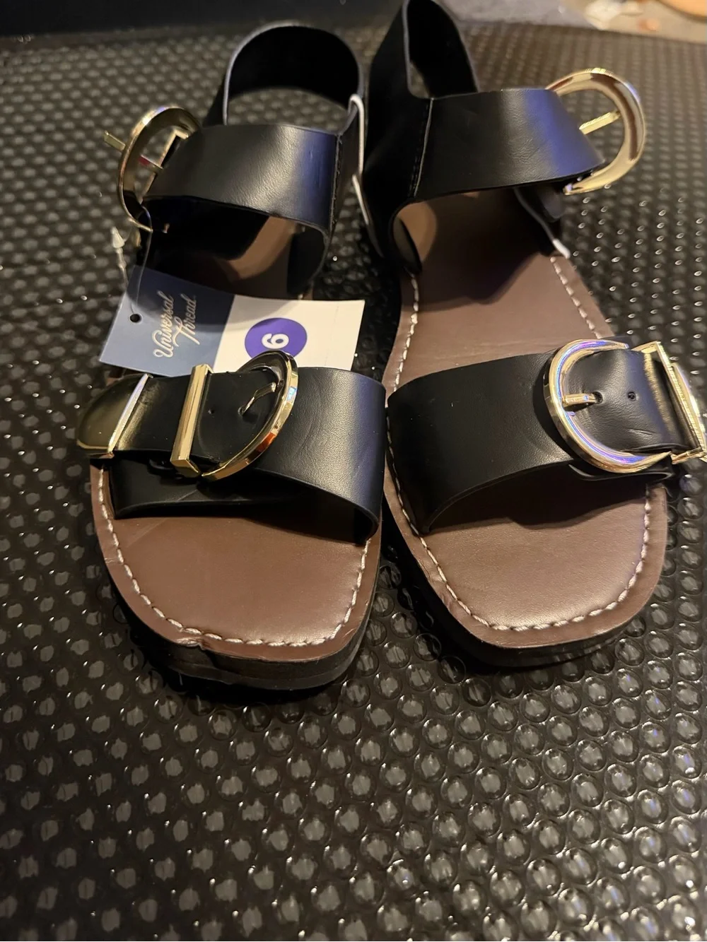 Universal Thread Kids Black Sandals with Gold Buckles